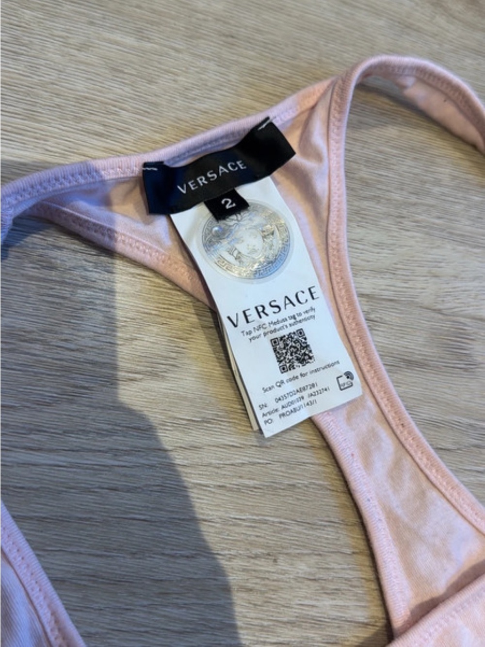 Versace Light Pink Racerback Logo Bralette - Picture 3 of 3